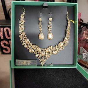 Austrian Crystal Necklace and Earrings Jewelry Set